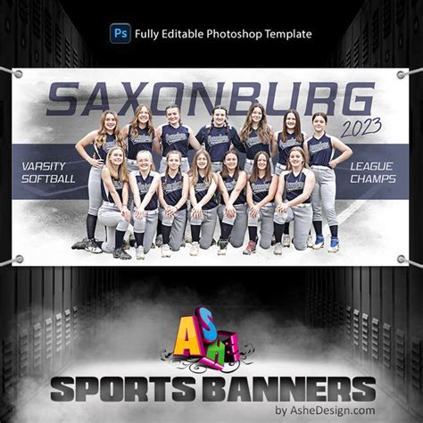 3x6 Softball Team Banner Whiteout Softball Sports Banner Template Fo