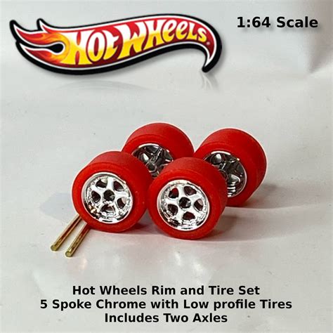 Hot Wheels Mm Mm JDM Red With Chrome Rims Spoke Rubber Tire Set