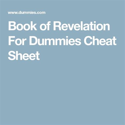 Book Of Revelation For Dummies Cheat Sheet Book Of Revelation