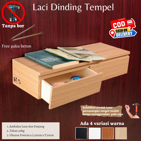 Jual Rak Dinding Tempel Aesthetic Ambalan Laci Pintu Melayang Meja