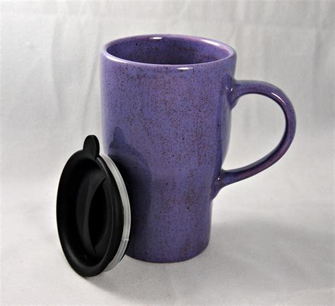 Purple Ceramic Travel Mug With A Lid