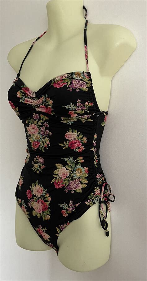 Zimmermann Bikini One Piece Ruched Floral Halter Neck Gem