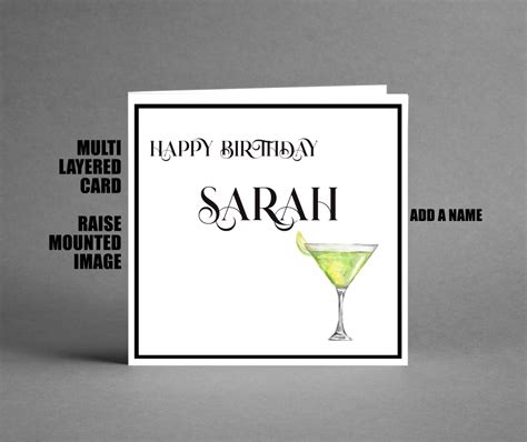 Cocktail Glass Personalised Birthday Card Numonday