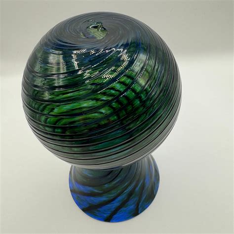 Hand Blown Swirl Twist Art Glass Vase Blues Greens Lime Etsy