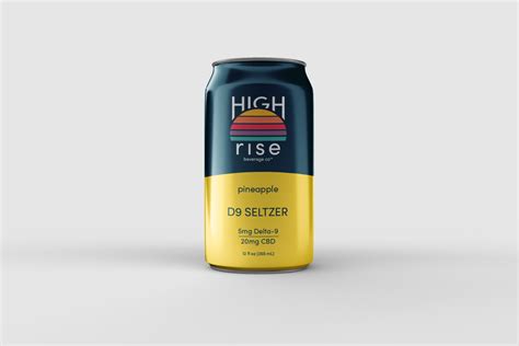 High Rise Delta 9 THC CBD Seltzer Pineapple 4 Pack Trek CBD