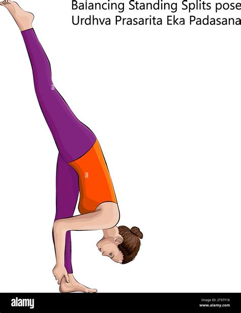 Young Woman Doing Yoga Urdhva Prasarita Eka Padasana Balancing