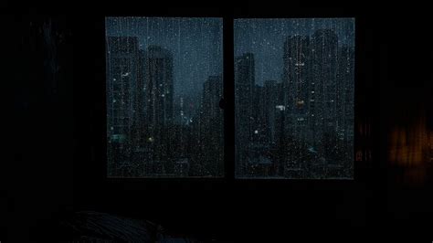 Black Screen Window Beat Insomnia And Sleep Deeply With Heavy Rain