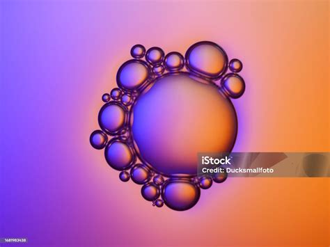 Close Up Soap Bubble On Water Led Light Background Stock Photo