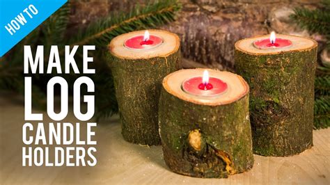 How To Make Rustic Wooden Log Candle Holder YouTube