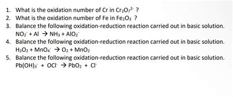 Solved What Is The Oxidation Number Of Cr ﻿in Cr2o72 What