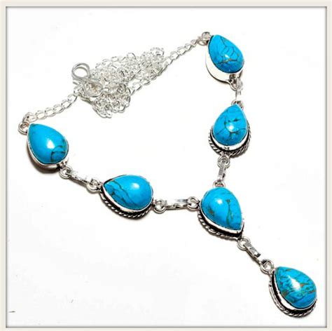 Blue Copper Turquoise Sterling Silver Necklace Necklace Jewelry