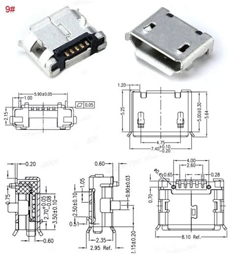 60x Micro USB Type B Female 5 Pin Jack Port Socket Connector Solder SMD