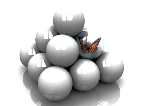 Pyramid Of Balls And Butterfly Sphere Structure Form Photo Background