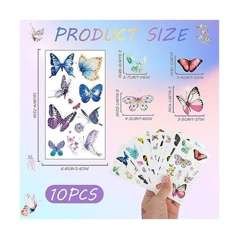 Feuilles Pcs Tatouage Temporaire Papillon Tatouage Temporai