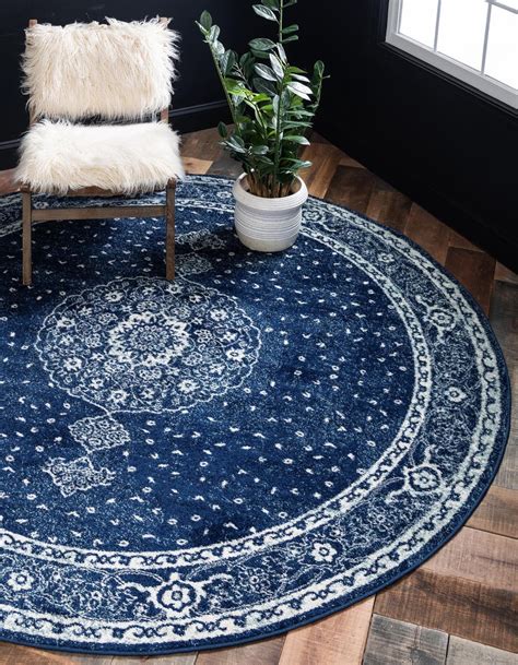 Navy Blue 5 X 5 Bexley Round Rug Esalerugs Navy Blue Area Rug Blue