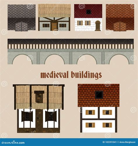 Casas De Ciudad Medievales Ilustración Del Vector Ilustración De Fondo 102391041