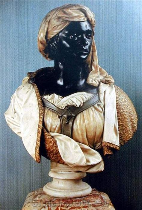 Black Woman Marble Bust Fangshan Quyang Sculpture From China