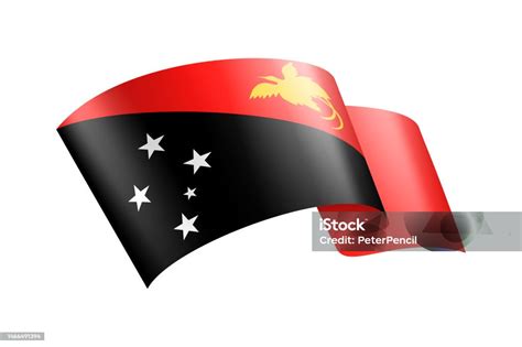 Papua New Guinea Flag Ribbon Papua New Guinean Flag Header Banner Vector Stock Illustration