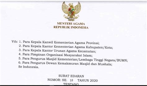 Surat Edaran Menteri Agama Nomor Tahun Tentang Penyelenggaraan