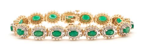 14k Emerald And Diamond Bracelet