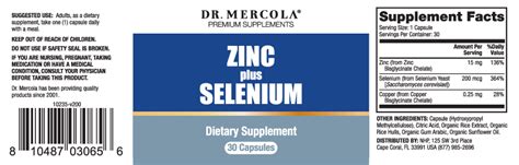 Dr Mercola Zinc Plus Selenium 30 Caps — Hebron Nutrition