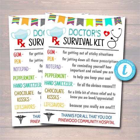 Doctor Survival Kit Gift Tags National Doctors Day Medical Etsy