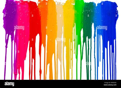 Rainbow Colors Of Paint Dripping With Clipping Path Stock Photo Alamy