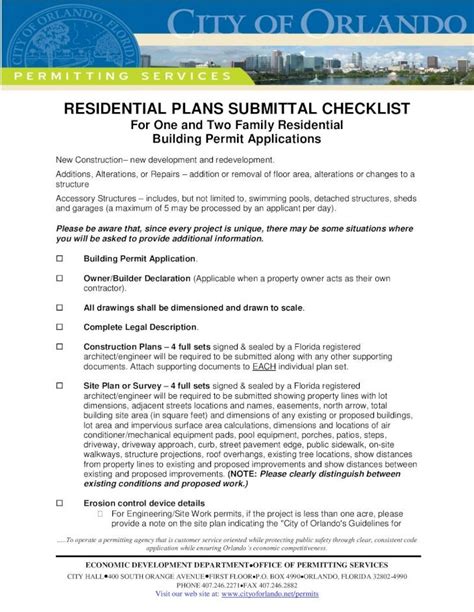 PDF RESIDENTIAL PLANS SUBMITTAL CHECKLIST City Of Orlando