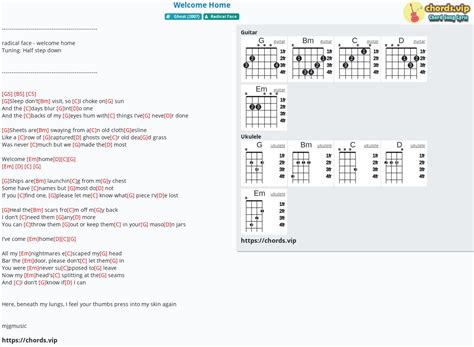 Chord Welcome Home Tab Song Lyric Sheet Guitar Ukulele Chords Vip