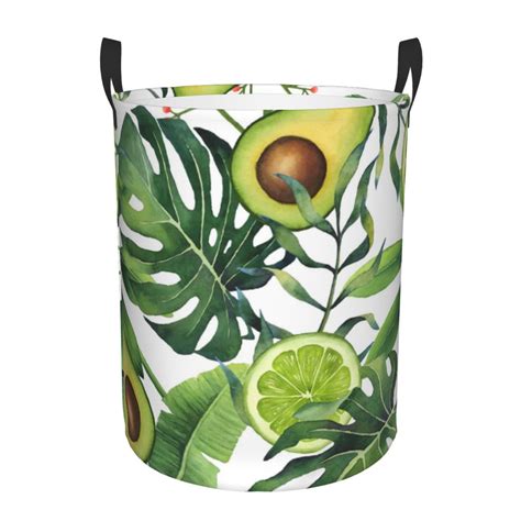 Coaee Watercolor Green Tropical Laundry Basket With Handle Waterproof