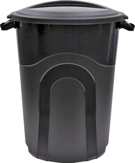 United Solutions TI0019 32 Gal Trash Can Snap On Lid Black Sanding