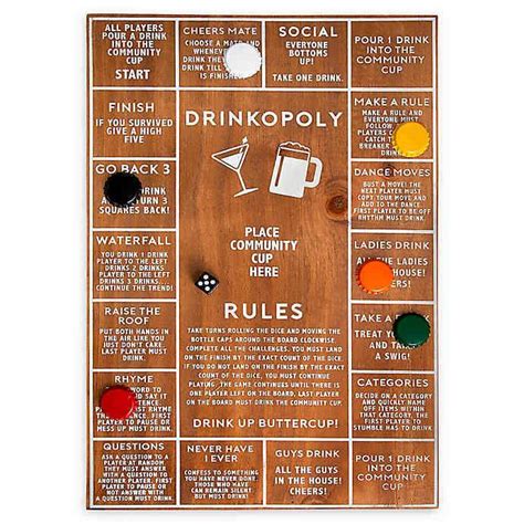 New Adult Fun Polished Wood Drinkopoly Game Unbranded In 2020 With