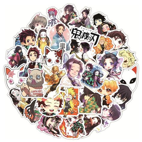 Cuessi 103050pcs Anime Demon Slayer Kimetsu No Yaiba Stickers Graffiti Diy Skateboard Fridge