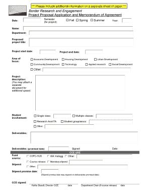 Fillable Online Academics Utep Project Proposal Application Pdf Fax