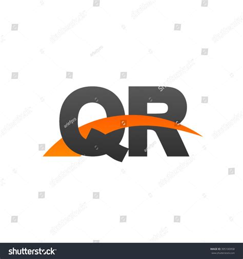 QR Initial Overlapping Swoosh Letter Logo Black Royalty Free Stock