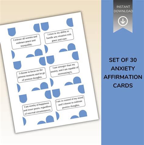 30 Anxiety Affirmation Cards Self Care Mental Health And Etsy