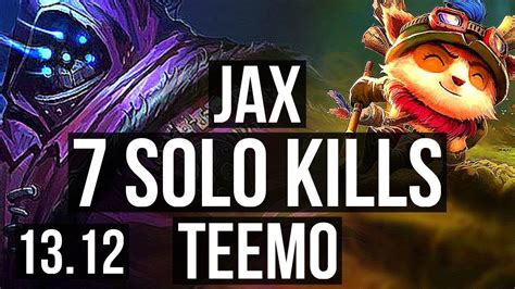 Jax Vs Teemo Top 7 Solo Kills 13m Mastery 400 Games Kr Master