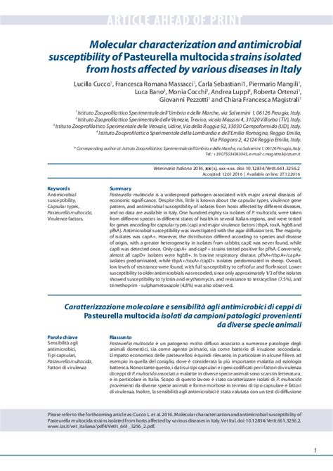 Pdf Molecular Characterization And Antimicrobial Susceptibility Of