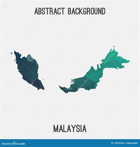 Malaysia Map In Geometric Polygonal Mosaic Style Stock Vector