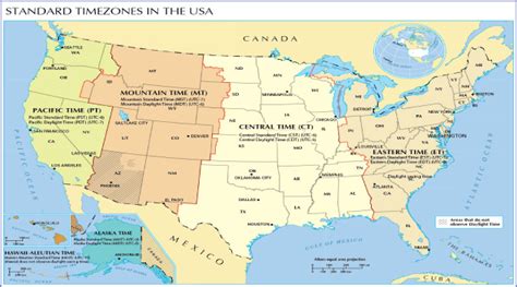 Usa States Time Zones List