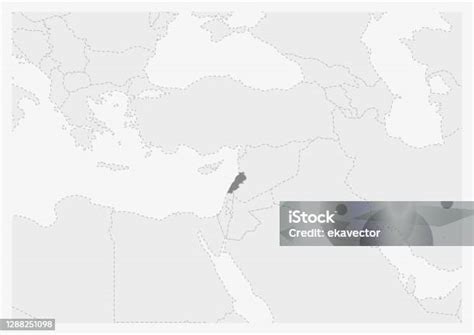 中東地圖與突出顯示的黎巴嫩地圖向量圖形及更多中東圖片 中東 亞洲 亞洲西部 Istock