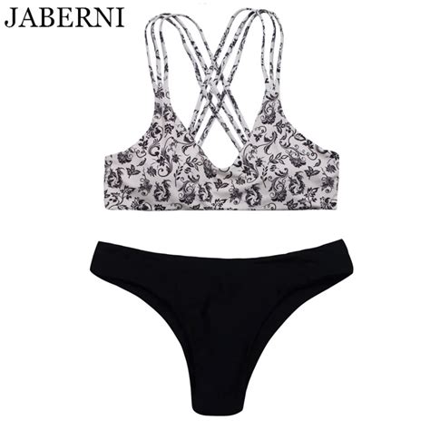 JABERNI Bikinis Summer Swimwear 2017 Women Vintage Print Swimsuit Female Thong Bikini Set Beach