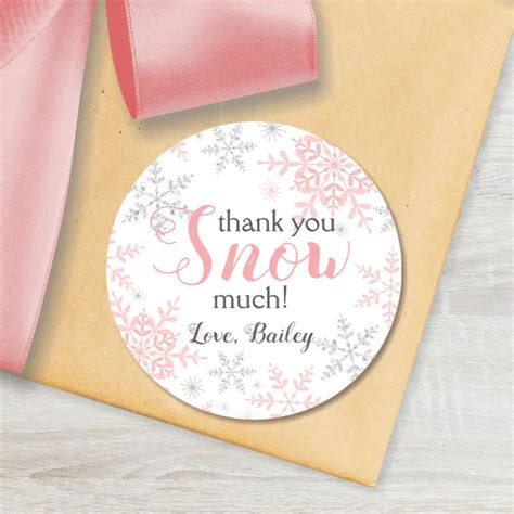 Thank You Snow Much Winter Onederland Pink Snow Classic Round Sticker