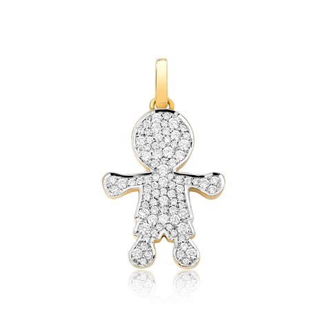 Pingente filhos menino ouro 18k pavê de Diamantes Coliseu