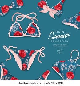 Set Summer Swimsuit Bikini Collection Vector Stock Vector Royalty Free Shutterstock
