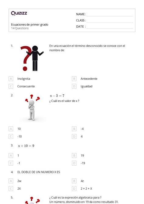 Ecuaciones De Varios Pasos Hojas De Trabajo Para Grado En Quizizz