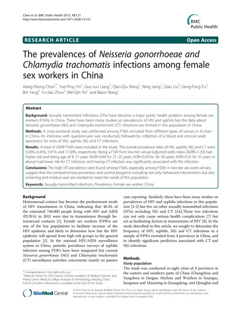 Pdf The Prevalences Of Neisseria Gonorrhoeae And Chlamydia