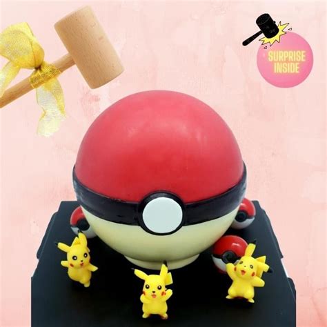 Chocolate Bombshell Pinata Birthday Cake 巧克力敲敲乐生日蛋糕 Pokemon Pokeball