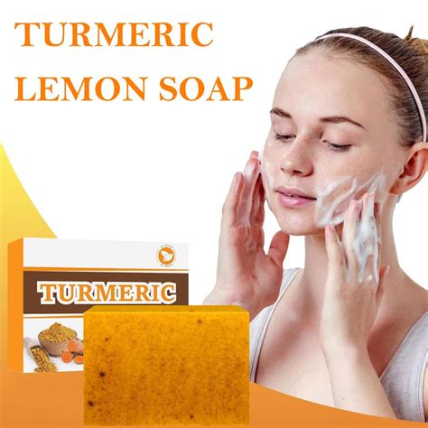 Clearance Lemon Turmeric Kojic Acid Soap Bar Turmeric Face And Body Soap 100g S4o2