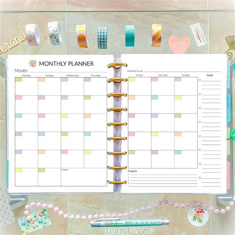 Monthly Planner Printable Happy Planner Inserts 7 X 9 Month Etsy